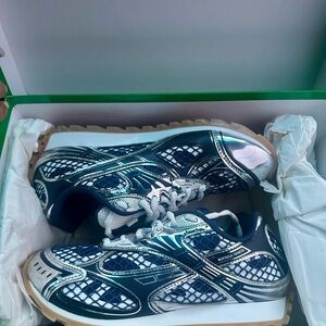 Bottega Veneta Navy and Metallic Sneakers
